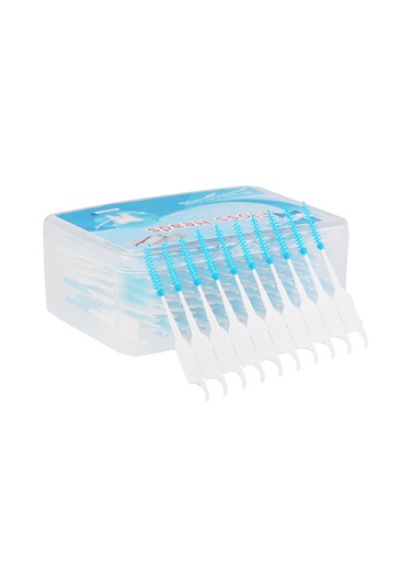 Sones 200 Adet / Kutu Çift Kafa Yumuşak Silikon Spiral Diş İpi Taşınabilir Diş Bakımı Temizleme Aracı