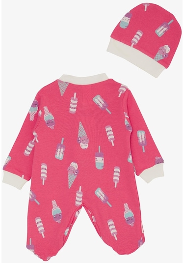 Breeze Kız Bebek Patikli Tulum Dondurma Desenli 0-6 Ay, Fuşya-fuşya Fuşya