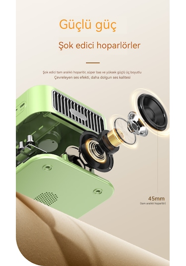 Makine Retro Gramofon Ses Bluetooth Hoparlör-gün Batımı Pembe