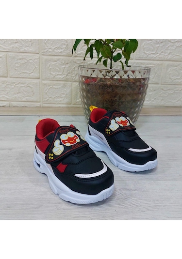 M.p One 3127 Işıklı Fuspetli Bebe Spor Ayakkabı Siyah - Kırmızı