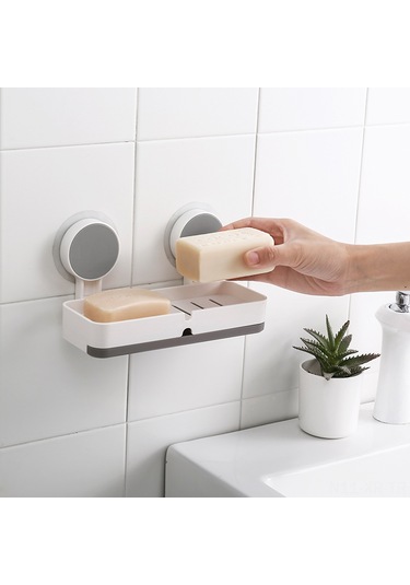 Xiyyadms Banyo Mutfak Sabun Shampoo Konseptörü - İki Katlı Su Tükenen Tasarım - Deliksiz Özel Yapışkan Montaj - 3kg Yük Taşıma Kabiliyeti Beyaz