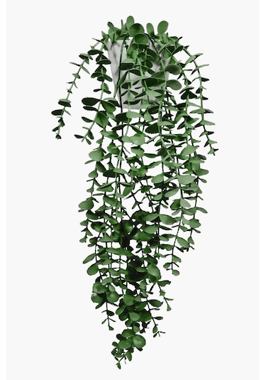 Yapay Çiçek Midi Beyaz Saksılı Yeşil Okaliptus Sarkıtı