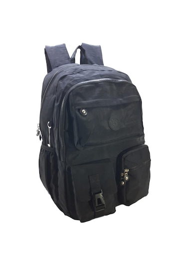 Klinkır Okul Çantası Lise Ortaokul Üniversite Kadın Sırt Çantası Hafif Kumaş Çok Cepli Siyah