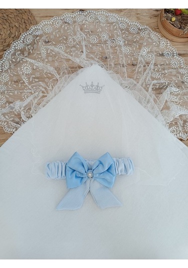 Ekru Erkek Bebek Battaniyesi Dantelli Mevlütlük Hastane Çıkışı Yenidoğan %100 Pamuklu Hediyelik Mavi