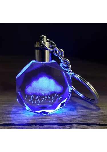 Yağmur Bulutu Tasarımlı Renk Değiştiren Anahtarlık Beyaz