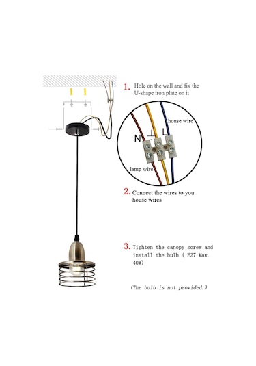 Retro Plafonyer Stil Sarkıt Tavan Lambası E26 Taban Soket Tutucu Çok Renkli