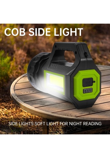 Xuweiwei 1 Adet El Feneri Süper Parlak Güneş Enerjili 7 Modlu Cob Yan Aydınlatmalı Taşınabilir Kamp Lambası Açık Hava Seyahat Acil Durum Bakır - Siyah