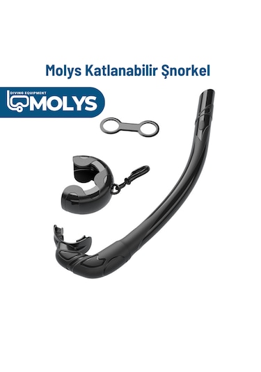 Molys Katlanabilir Şnorkel Hafif, Taşınabilir Ve Konforlu Kullanım Yer Kaplamaz Siyah