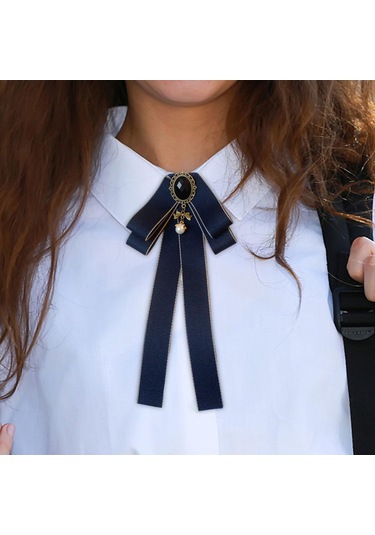 Homyl Şerit Papyon Broş Boyun Kravat Kokteyller Parti Mezuniyet Koyu Mavi