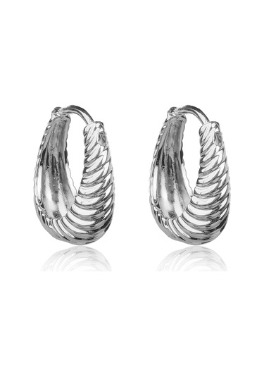 Kadın Kararmaz Çelik Lüks Takı Gümüş Renkli Kombin Küpe Gümüş