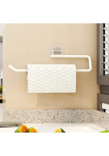 Teltree "pratik Yapışkanlı Beyaz Kağıt Havlu Askısı - Mutfak Ve Banyo İçin" Beyaz