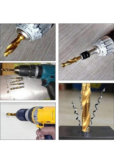 M6+m8+m10 Altıgen Şaftlı Hss Vida Dişi Metrik Kılavuz Matkap Uçları