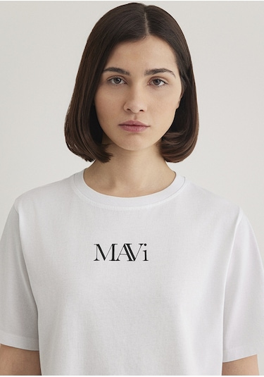 Mavi - Mavi Logo Baskılı Beyaz Tişört 1611594-620 Beyaz