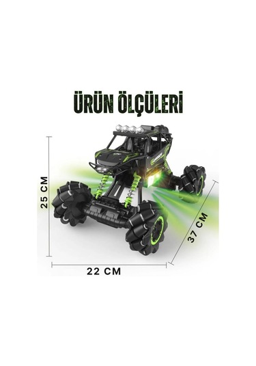 Işıklı Sesli Müzikli Şarjlı Bilek Kumandalı Drift Atan 4x4 Canavar Oyuncak Off-road Aracı Çok Renkli