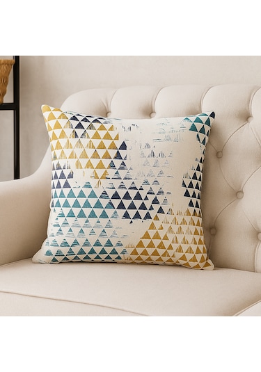 4'lü Modern Dekoratif Kırlent Kılıfı Seti Geometrik Desen & Düz Mavi 4 Al 3 Öde 40 x 40