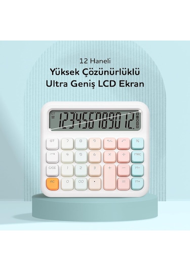 12 Haneli Hesap Makinesi Beyaz