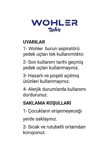 Wohler Nazal Burun Aspiratörü Yedek Uç 10'lu 40 Adet