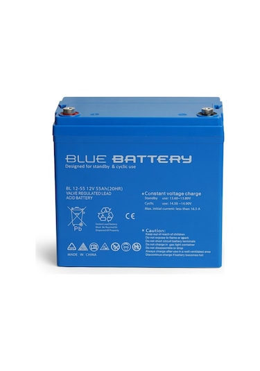 Blue Battery 12 V 55 Amper Bakımsız Kuru Akü Ups Aküsü