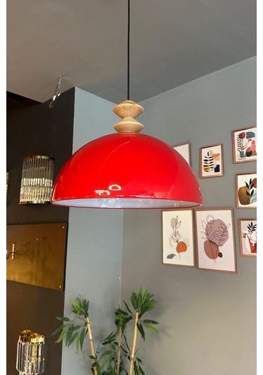 Linate Kırmızı Q Kafa Başlık Avize Tekli Sarkıt Salon Kuaför Dekoratif Aydınlatma Kırmızı