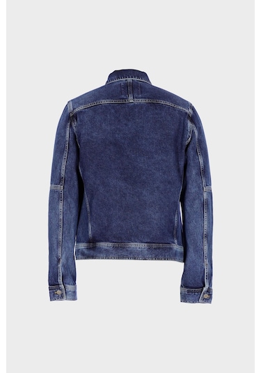 Orta Mavi Regular Fit Cepli Jean Ceket C 4553-114 Mavi
