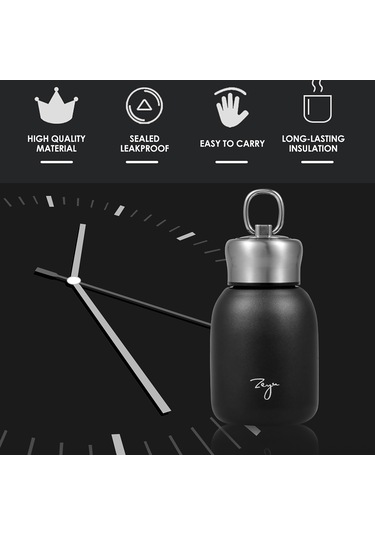 Konesam 304 Paslanmaz Çelik 300ml Siyah Isı Yalıtımlı Termos Bardak - Uzun Süre Isı Tutar, Ev Ofis Spor İçin İdeal