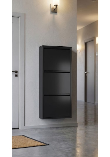 Üçlü Metal Ayakkabılık Premium Siyah Siyah