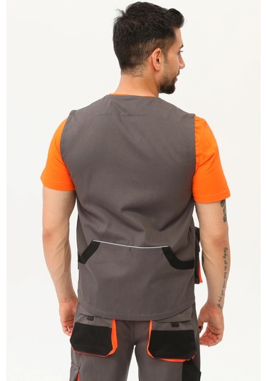 Uniprom Yelek Lizbon Model Çok Cepli Harman Kumaş Füme