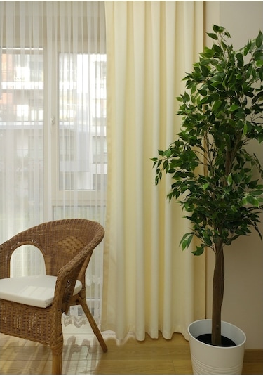 Evdepo Home Krem Düz Renk Soft Fon Perde Tek Kanat (539613490) Krem