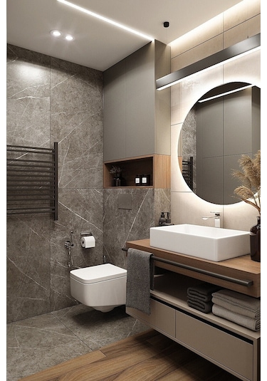 Nuun Dekor 80cm Beyaz Ledli Banyo Lavabo Ofis Kuaför Makyaj Aynası - Trafolu Beyaz