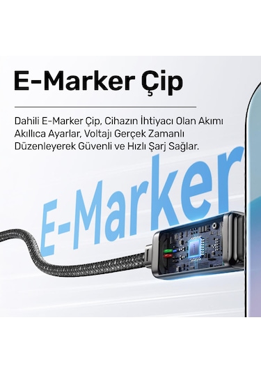 Usams Us-sj744 Type-c To Type-c 100w Meteor Efekt Ekranlı 1.2m Hızlı Şarj Ve Data Kablosu Antrasit