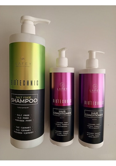 Lafey Professional Bio Technic Tuzsuz Şampuan 1 L + Saç Kremi 2 x 400 ML