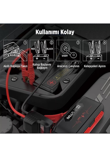 Utrai Jstar 3 20000 mAh 1600A Jump Starter Taşınabilir Akü Takviye Cihazı Seti
