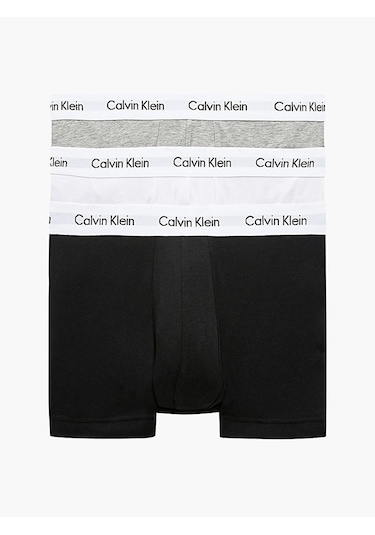 Calvin Klein Erkek 3 Lü Trunk Boxer Seti - Cotton Stretch Siyah - Beyaz - Gri