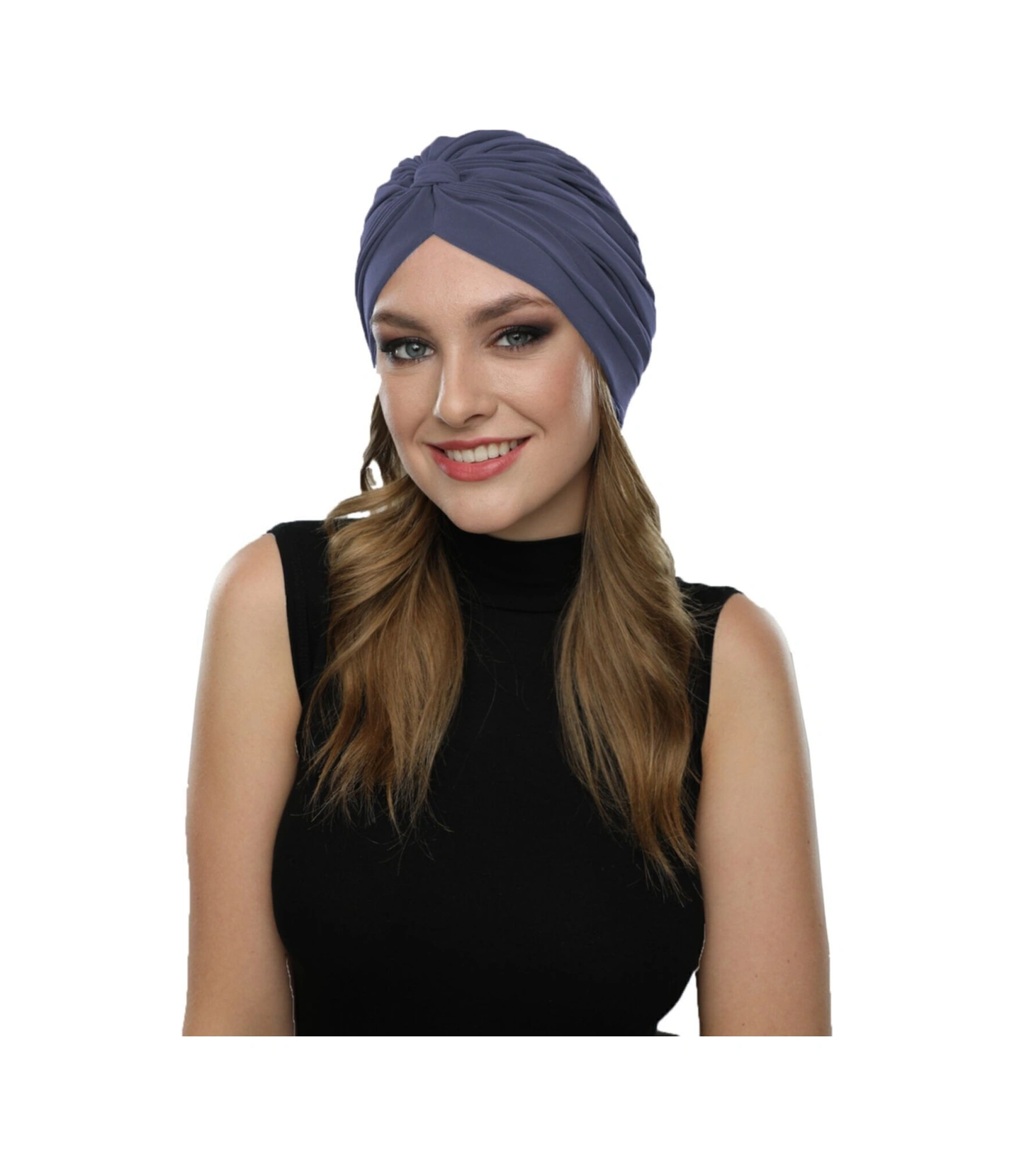 Çapraz Bantlı Koyu Gri Hazır Türban Tesettür Havuz Bonesi Koyu Gri