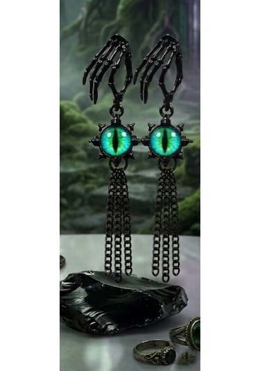Dükkan Design Demon Eye Küpe Siyah - Yeşil