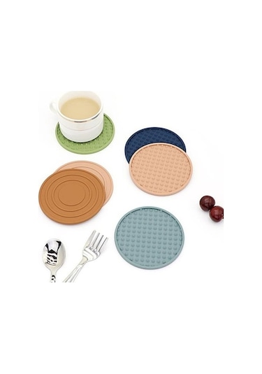 Novahub 8 Adet Siyah Silikon Bardak Altlığı Tutucuyla Kaymaz Yivli, Isıya Dayanıklı, Bulaşık Makinesinde Yıkanabilir Siyah