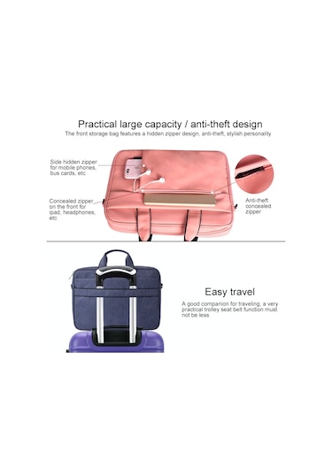 Dj03 Su Geçirmez Anti-çizik Anti-hırsızlık 13.3 İnç Dizüstü Bilgisayarlar İçin Tek Omuz Çanta, Bavul Kemeri İle Lacivert Siya