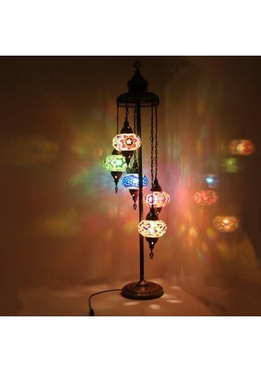 Dekoratif Dekoratif Osmanlı Lambası Mozaik 5li Lambader