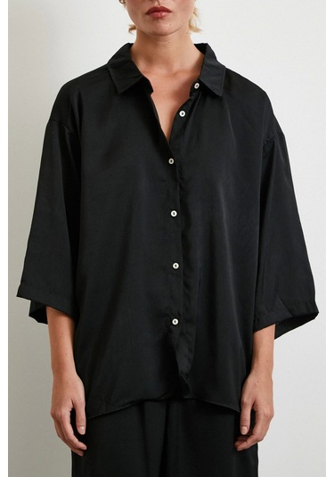 Dökümlü Romantik Gömlek Siyah Siyah