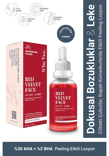 She Vec Red Velvet Face Anti Aging Etkili Peeling Losyon 30 ML