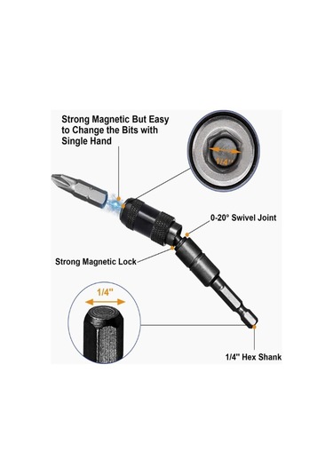Tangshopping Le 2 Adet/4 Adet 1/4 Inç Shank Çelik Darbe Manyetik Döner Matkap Ucu Tutucu Manyetik Kilit İle