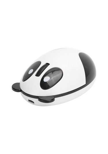Lemestar Kablosuz Panda Desenli Optik Fare - Yenilenebilir Pil, 10m Menzil, 1200 Dpı, Usb Alıcı, 3 Tuşlu Beyaz-siyah