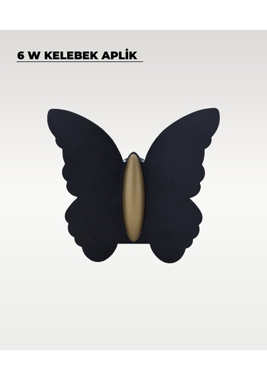 6w. Kelebek Aplik Çift Yönlü Amber Işık Siyah