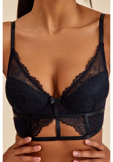 Roma Siyah 4'lü Dantelli Sütyen, Babydoll, Külot Çeyiz Seti Siyah