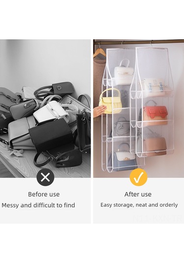 Kosona Beyaz 3 Katlı Dolap Kapısı Askılı Organizer - Toz Proof Ağ Şeritli Çantalar Ve Eşyalar İçin Katlanabilir Depolama Rafı