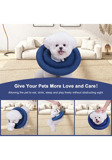 Geeroyoo Evcil Hayvanlar İçin Ayarlanabilir Boyunluk - Yara Koruma Ve Tırmalama Önleyici, Lacivert, 35cm Çap, Hafif Ve Konforlu. Mavi