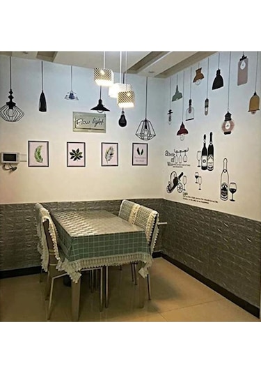 Nw02 Kendinden Yapışkanlı Gri Tuğla Duvar Kağıdı Paneli 6 Adet