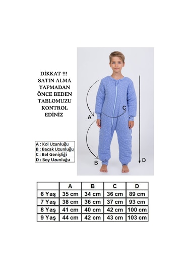 Erkek Çocuk Uyku Tulumu Kalın Elyaf Dolgulu Premium Kalite 2.5 Tog Mavi Melanj