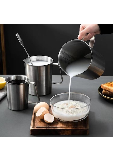 Homyl Paslanmaz Çelik Ölçüm Kabı Dökme 1000ml Ev Mutfak Dıy Kahve Gümüş