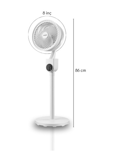 Woox 8 Inch Otomatik Sağ Sol Salınımlı Uzaktan Kumandalı Dokunmatik Ekran 86 Cm Zaman Ayarlı Vantilatör